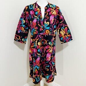 KikiSol Dress Tunic Cover-Up Colorful Floral Cotton